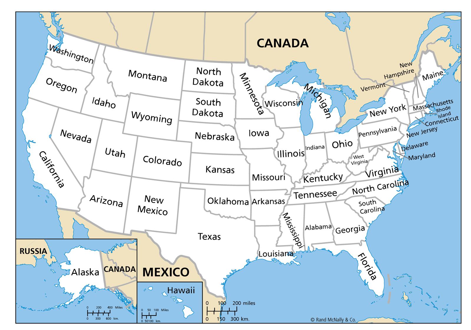 De kaart USA - State kaart met de (Noord-Amerika - Amerika)