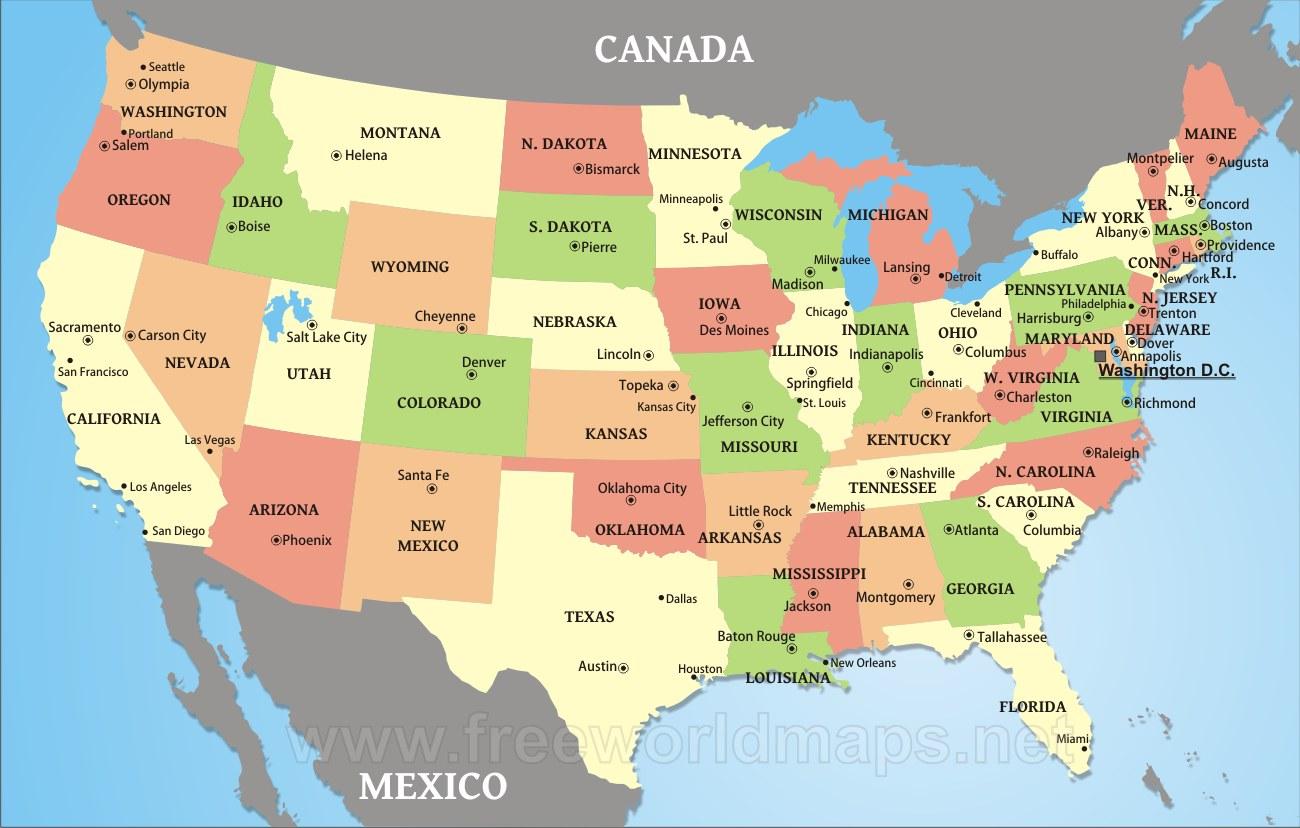 acuut Stof vervorming De kaart USA steden - Kaart USA steden (Noord-Amerika - Amerika)