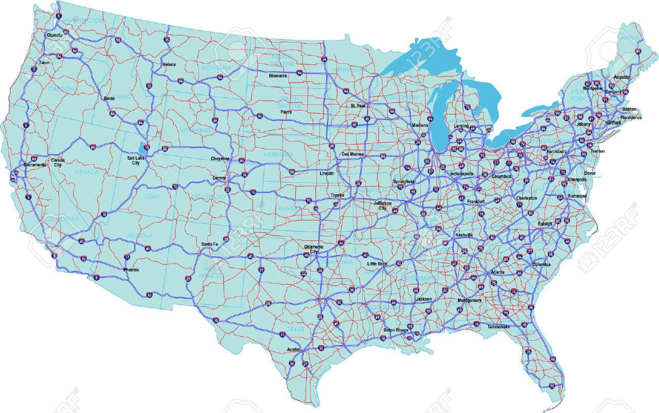 Road Maps Of Usa Road Kaart Van De Vs Met De Staten En Steden - Road Map Van De Verenigde  Staten Met De Staten En Steden (Noord-Amerika - Amerika)