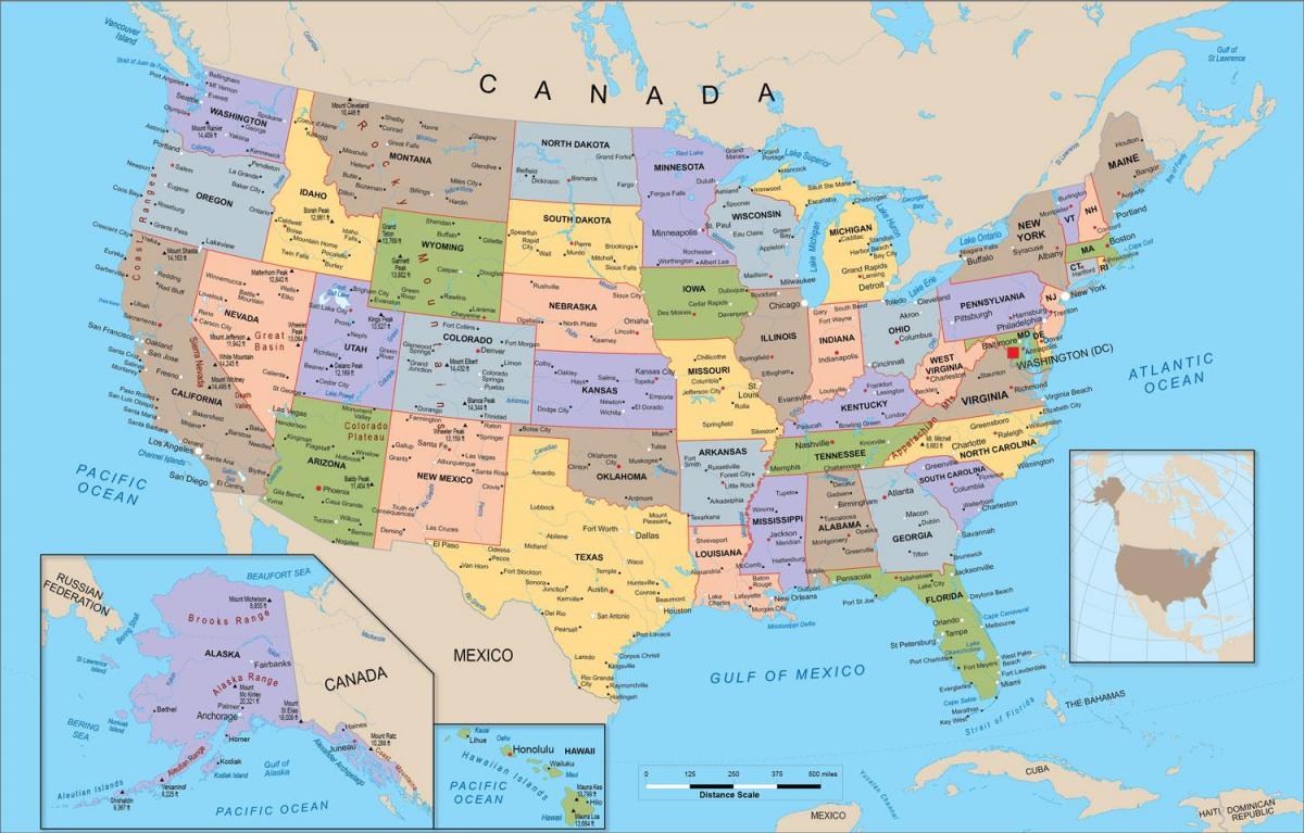 Kaart Van De Verenigde Staten Kaart Van De Verenigde Staten Noord