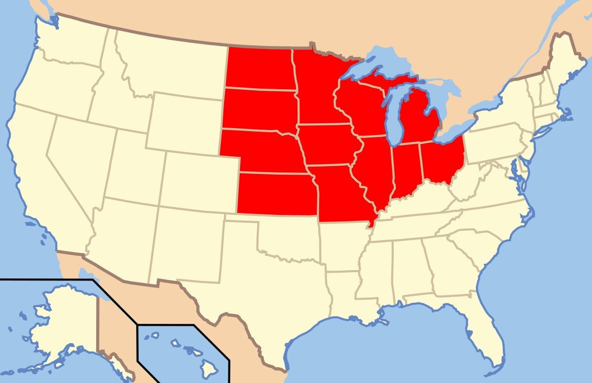 midwest USA kaart