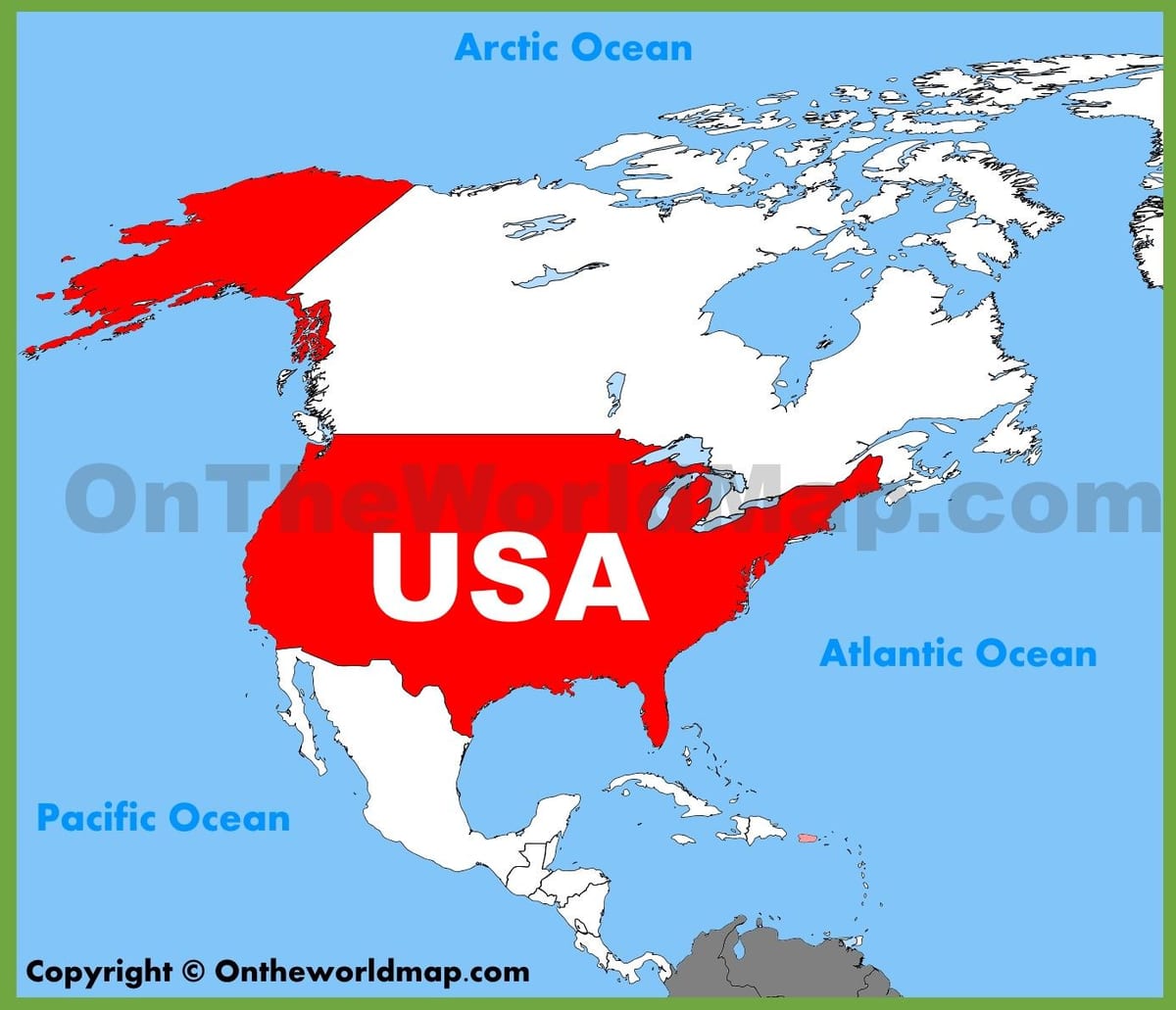 ten noorden van de USA kaart