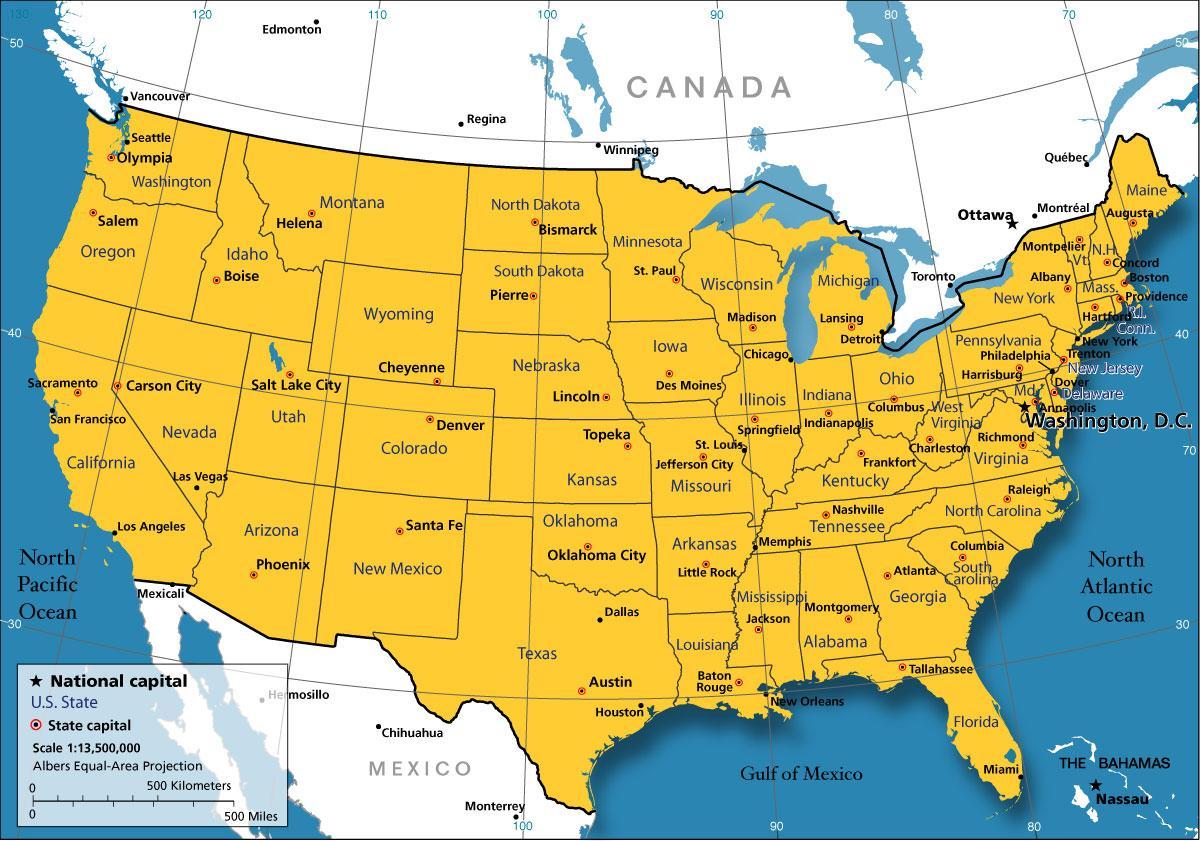 Verenigde staten op de kaart