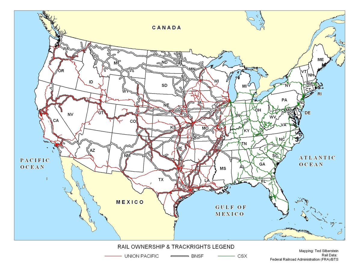 AMERIKAANSE goederentrein kaart