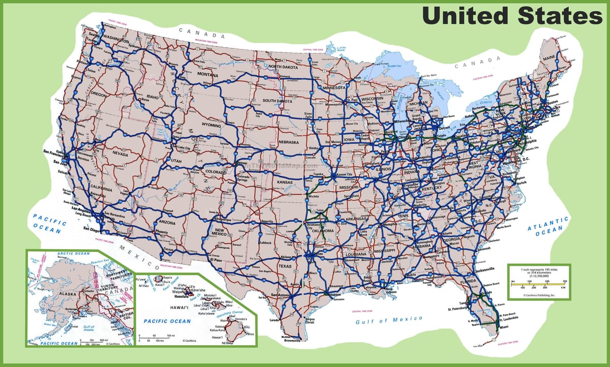 USA road kaart