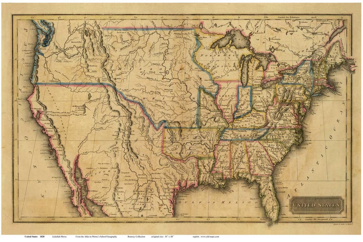 kaart van de oude USA