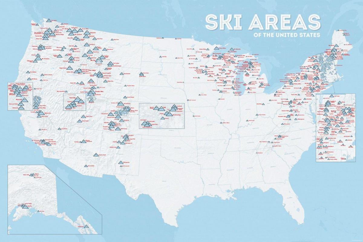 Verenigde staten skigebieden kaart