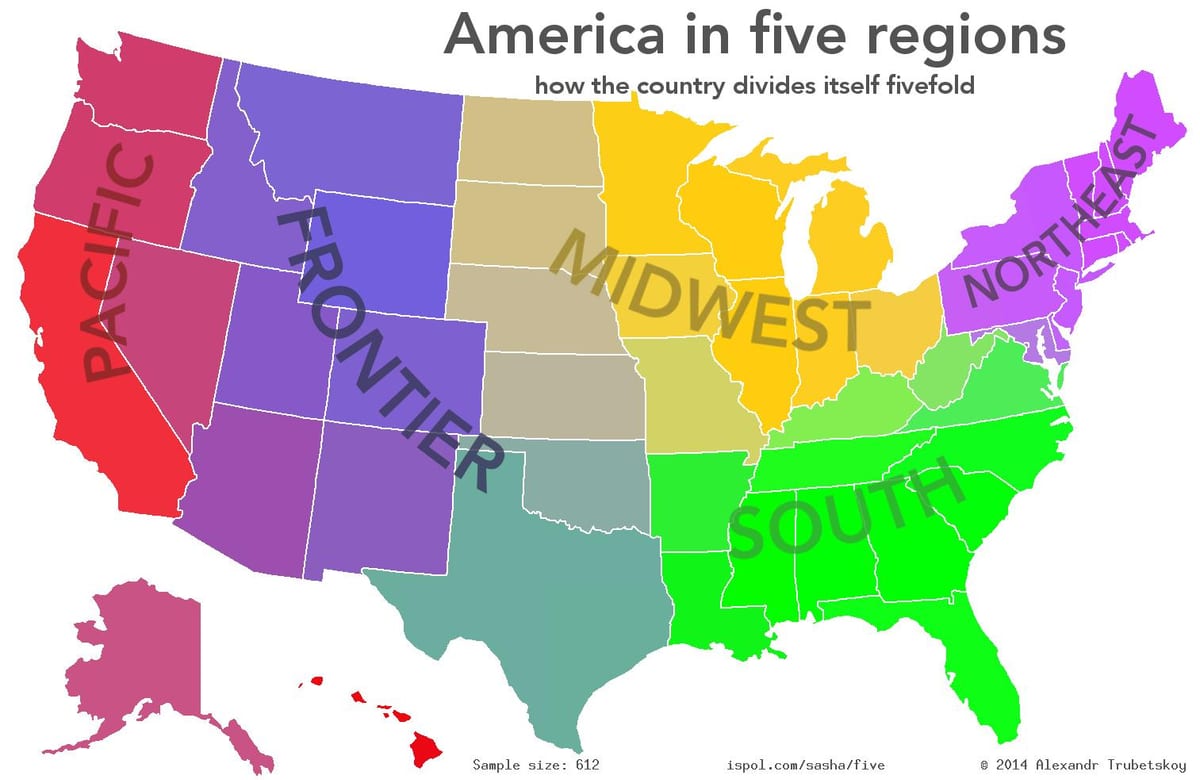 De kaart USA regio ' s