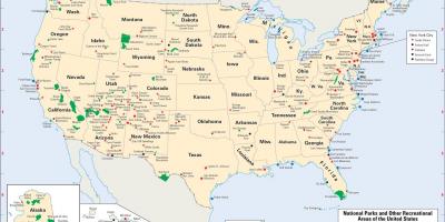 Kaart van de nationale parken in de VS