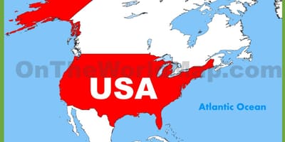 Ten noorden van de USA kaart