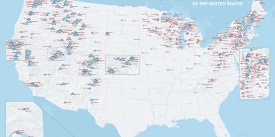 Verenigde staten skigebieden kaart