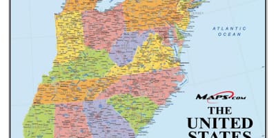 Kaart van de AMERIKAANSE oostkust
