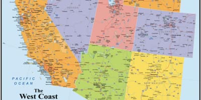 USA westkust kaart